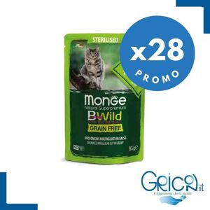 Monge Bwild Grain Free Gatto Sterilizzato Cinghiale con ortaggi (fagiolini e carote) 85 g - 28 pz