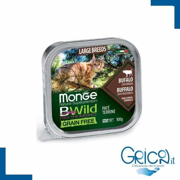 monge bwild grain free gatto bufalo con ortaggi (fagiolini e carote) 100 g - 1 pz