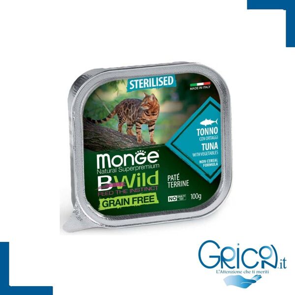 monge bwild grain free gatto sterilizzato tonno con ortaggi (fagiolini e carote) 100 g - 1 pz