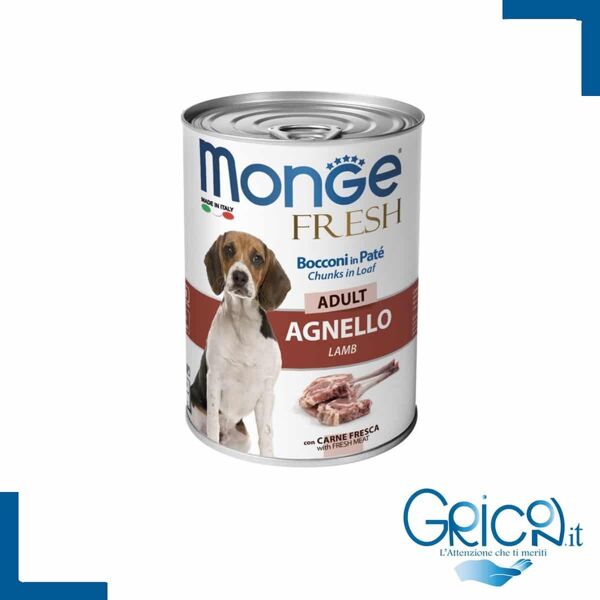 monge cane fresh bocconi in paté con agnello adult 400 g - 1 pz