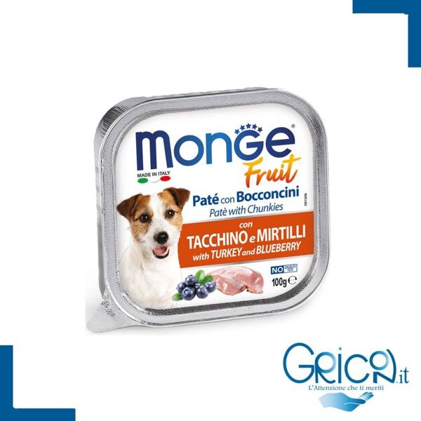 monge cane fruit paté e bocconcini con tacchino e mirtilli 100 g - 1 pz