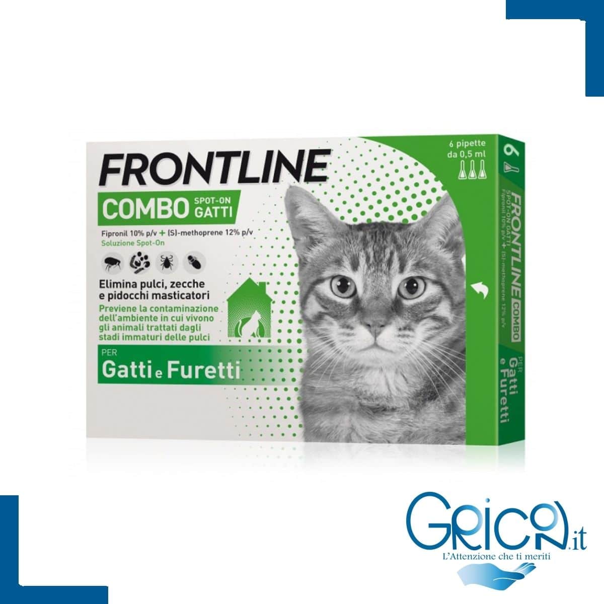 gricon frontline combo gatti fialette antiparassitarie - 6 pz. -