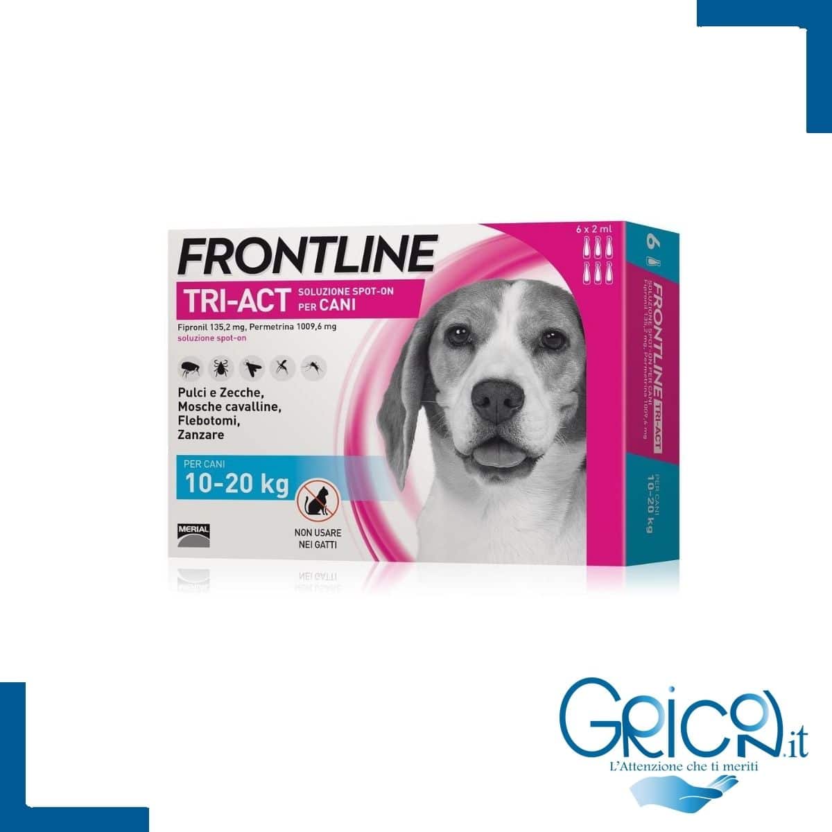 Frontline Tri-Act Cane 10-20 Kg - 6 Fialette Antiparassitarie -