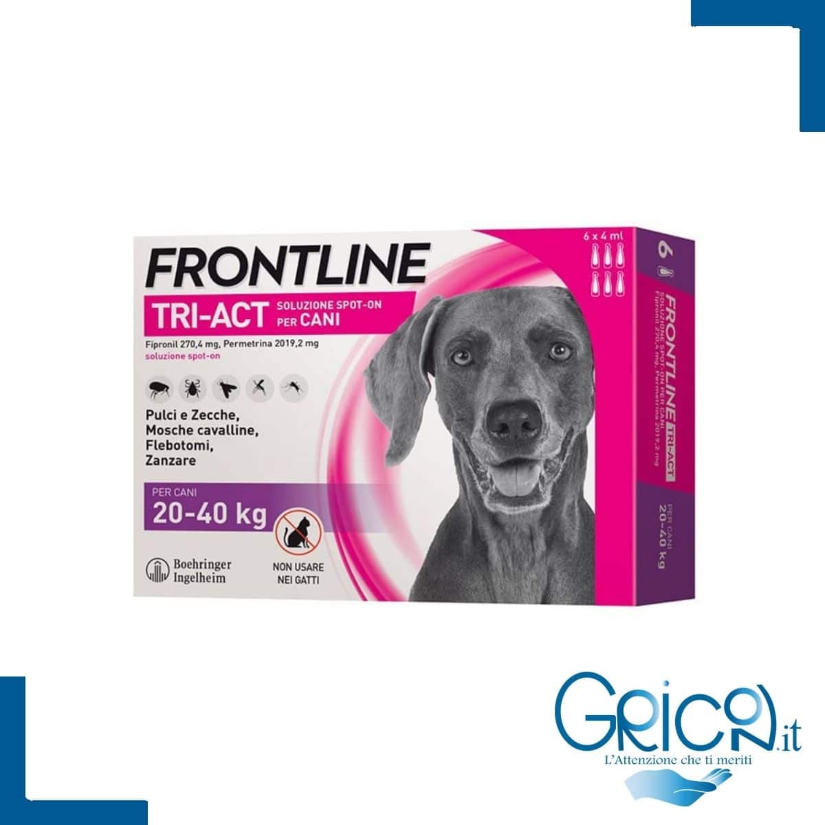 Frontline Tri-Act Cane 20-40 Kg - 6 Fialette Antiparassitarie -