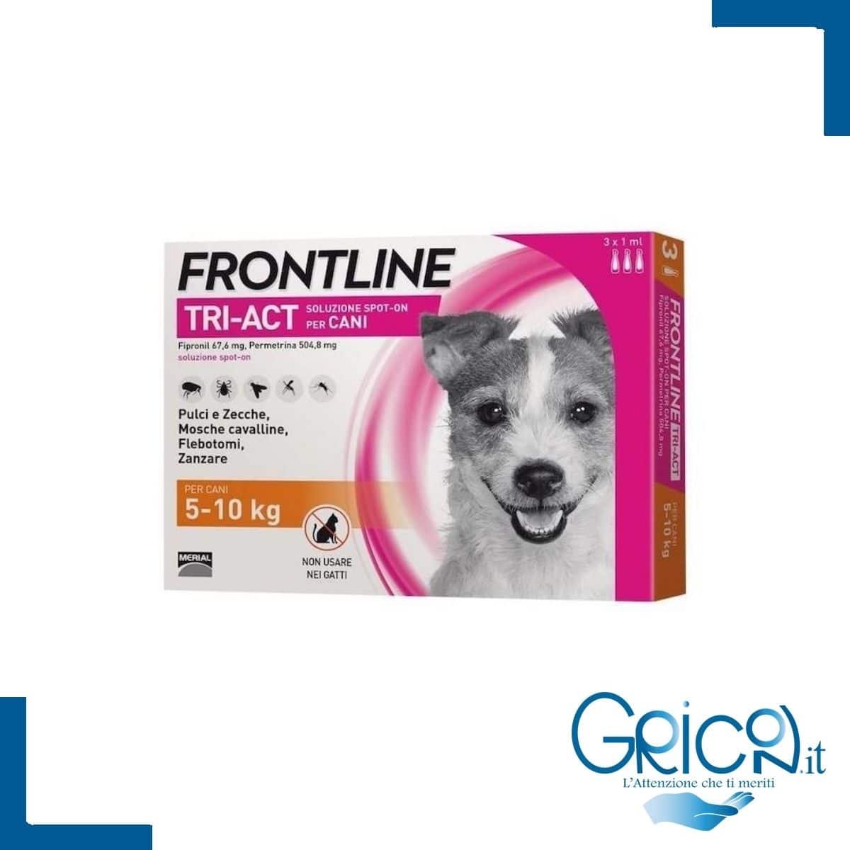 Frontline Tri-Act Cane 5-10 Kg - 6 Fialette Antiparassitarie -