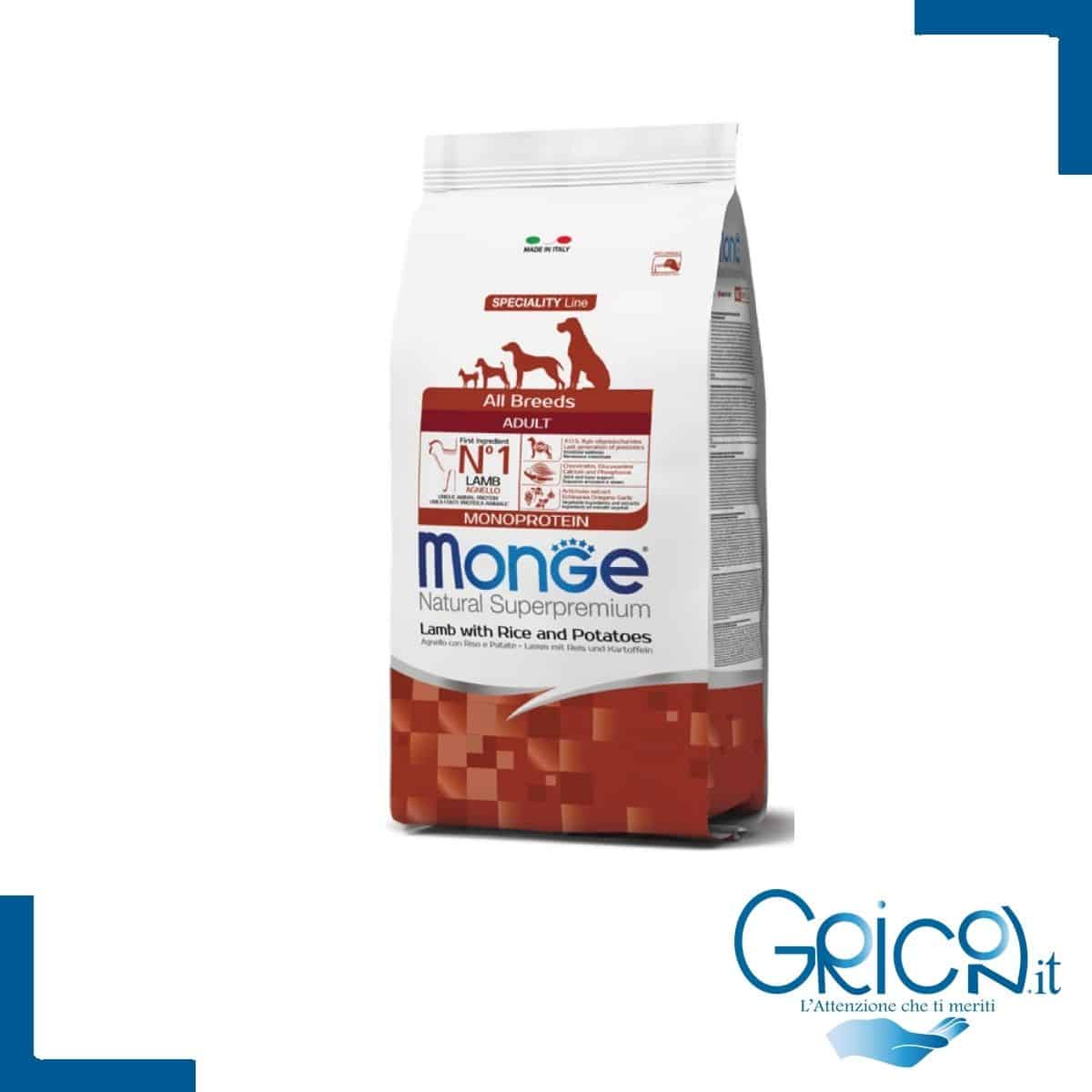 Monge Cane All Breeds Adult Agnello con Riso e Patate - 1 sacco