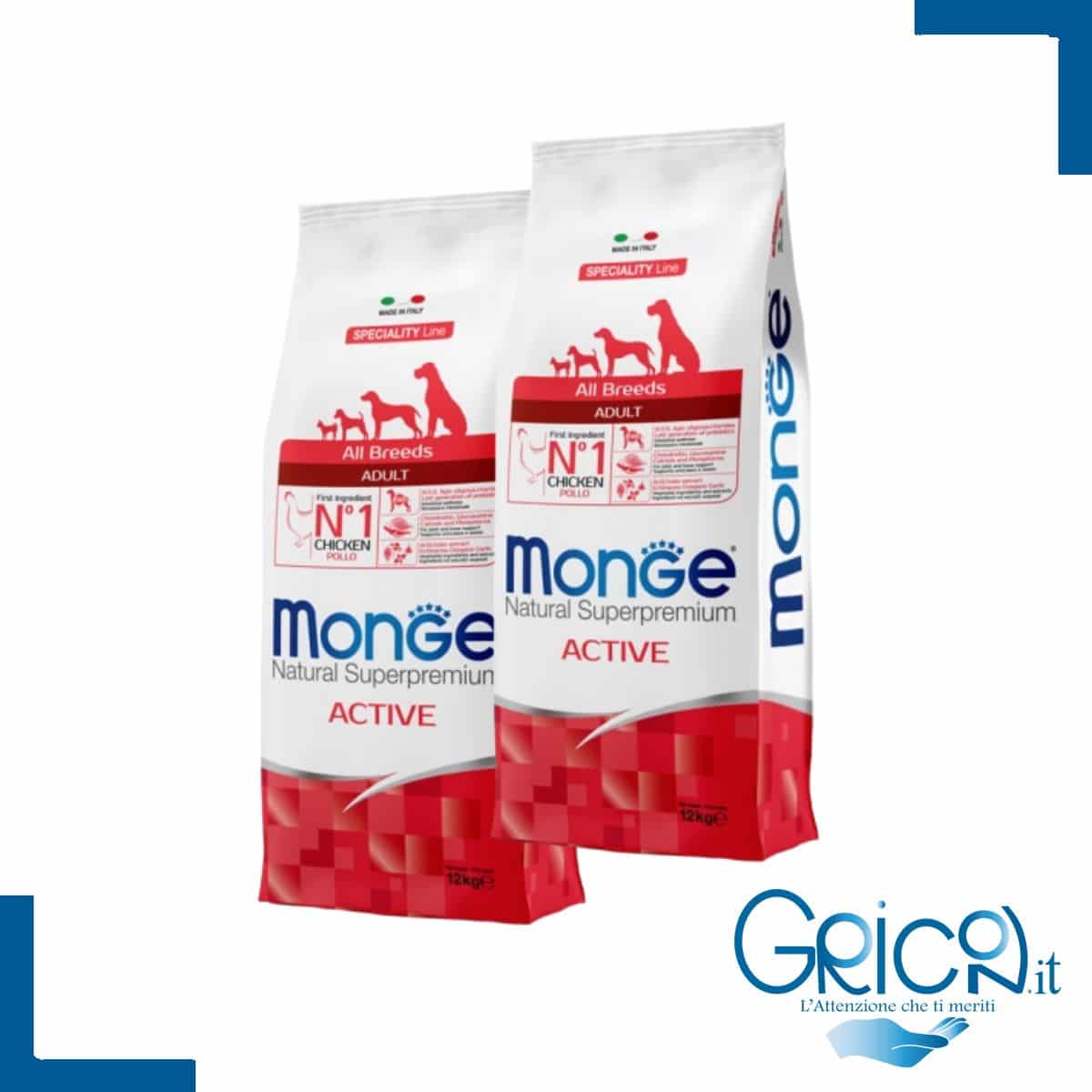 Monge Cane All Breeds Adult Active con Pollo 12 Kg - 2+ sacchi