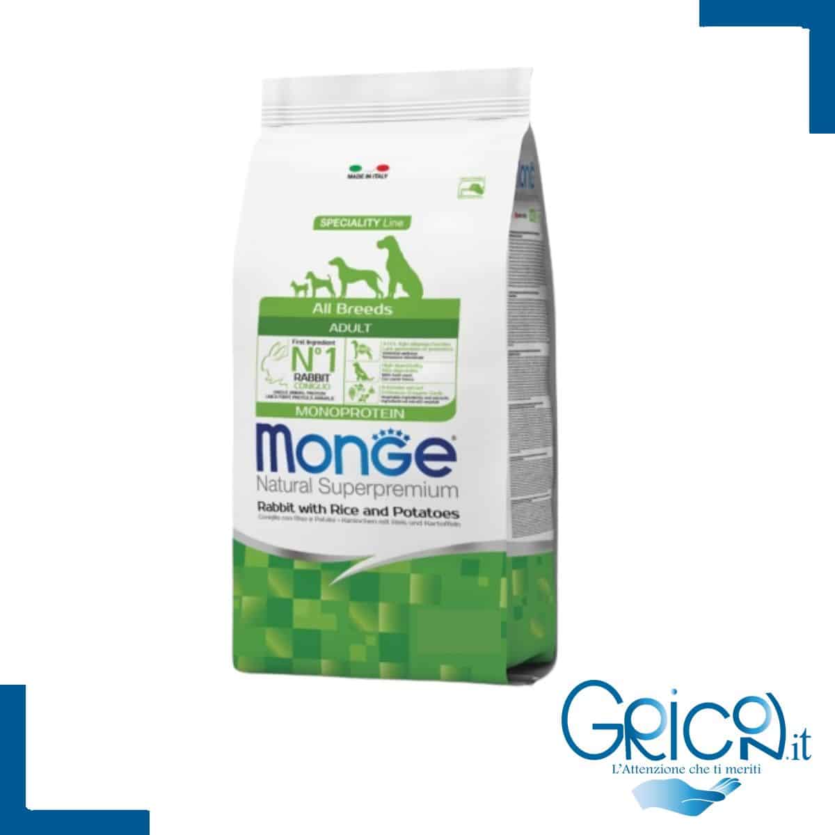 Monge Cane All Breeds Adult Coniglio con Riso e Patate - 1 sacco