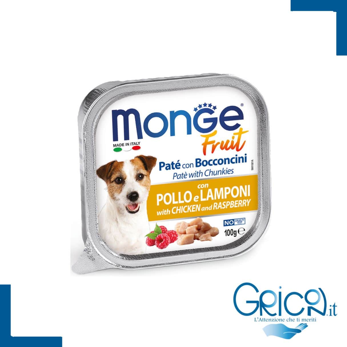 Monge Cane Fruit Paté e Bocconcini con Pollo e Lamponi 100 g - 1 pz