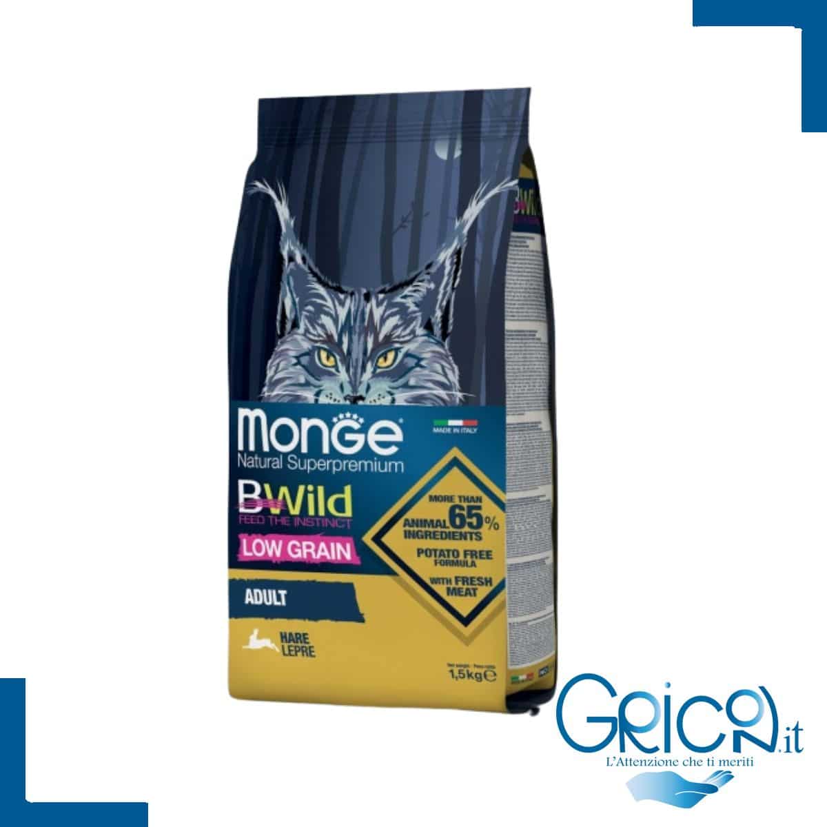 Monge Gatto BWild Low Grain Lepre 1.5 Kg - 2+ sacchi