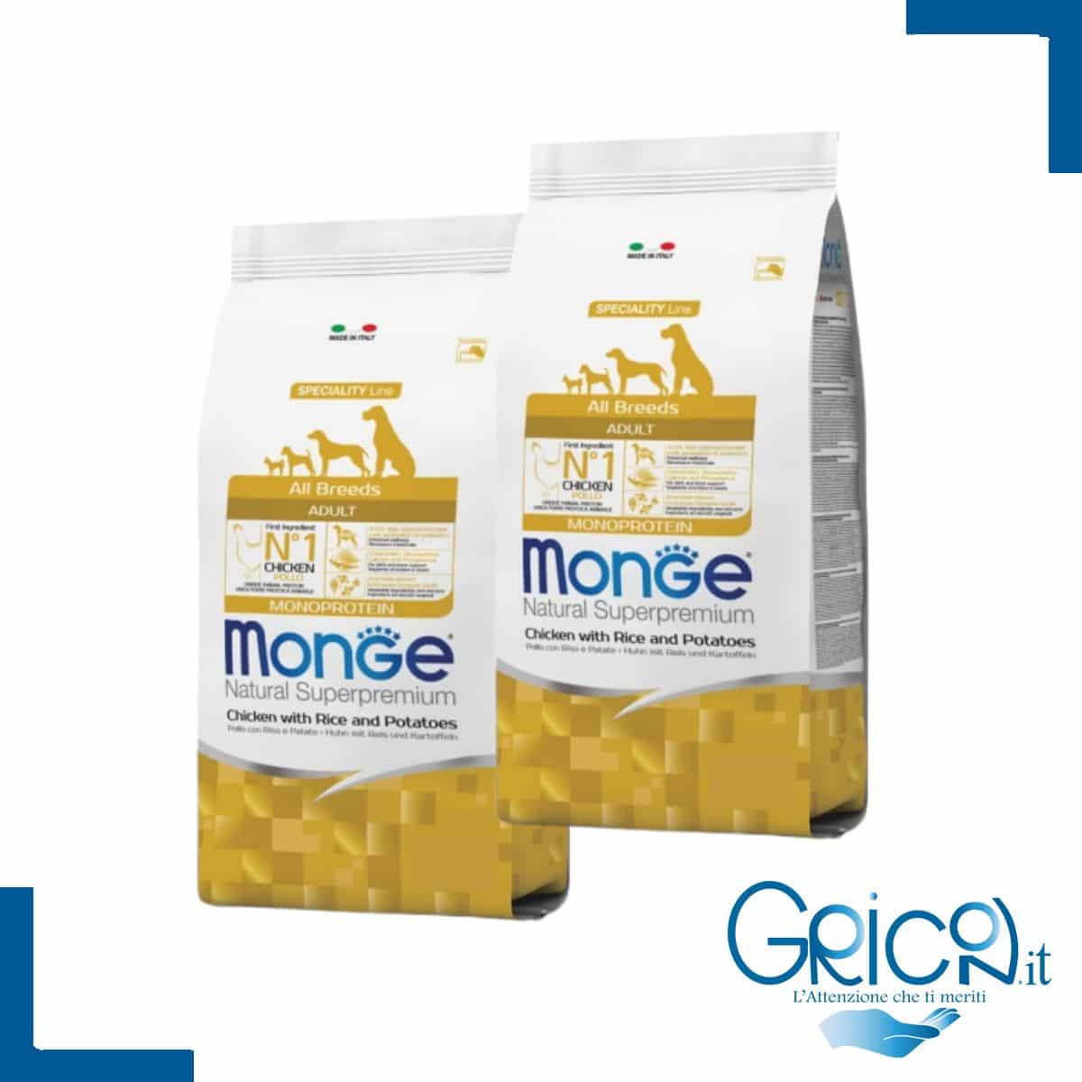 Monge Cane All Breeds Adult Pollo con Riso e Patate - 2+ sacchi