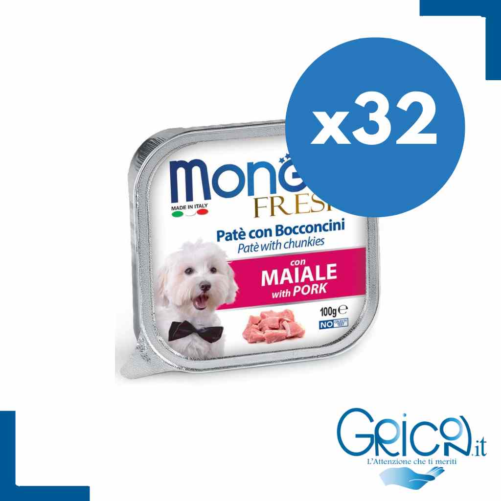 Monge Cane Fresh Paté e Bocconcini con Maiale 100 g - 32 pz