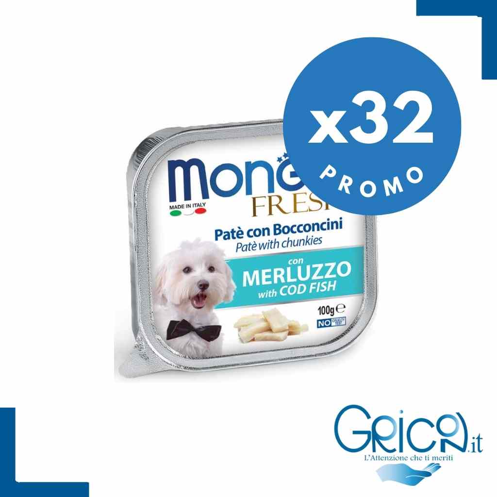 Monge Fresh Paté e Bocconcini con Merluzzo - 100 g - 32 pz