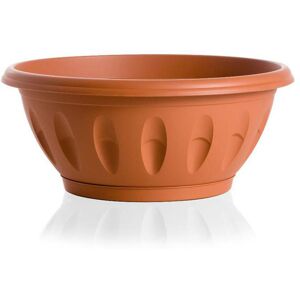 Vaso in Plastica Basso Rotondo 10L per Piante con Sottovaso Alba Ø 25×10,5 cm Colore Terracotta