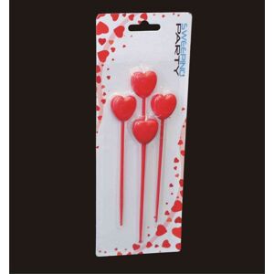 CANDELINA CUORE ROSSO C/ASTINA SET 4 PZ.