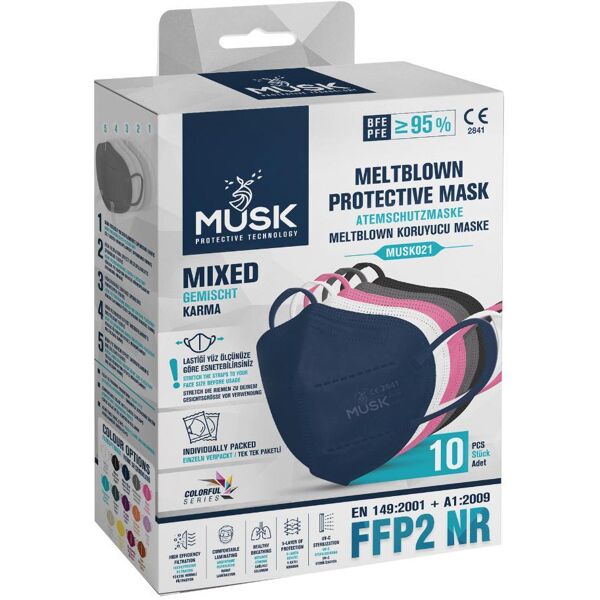 dispositivi anti-covid mascherina ffp2 nera musk 10pz