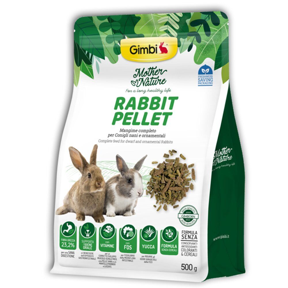 Gimbi Mother Nature Rabbit Pellet Alimento Completo Per Conigli 500 G