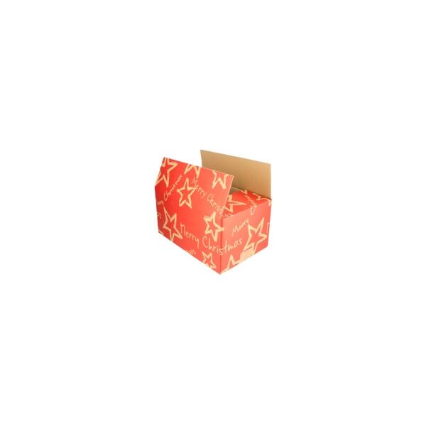 ratioform scatola per spedizione motivo christmas stars, terra, 390 x 290 x 200 mm, rosso