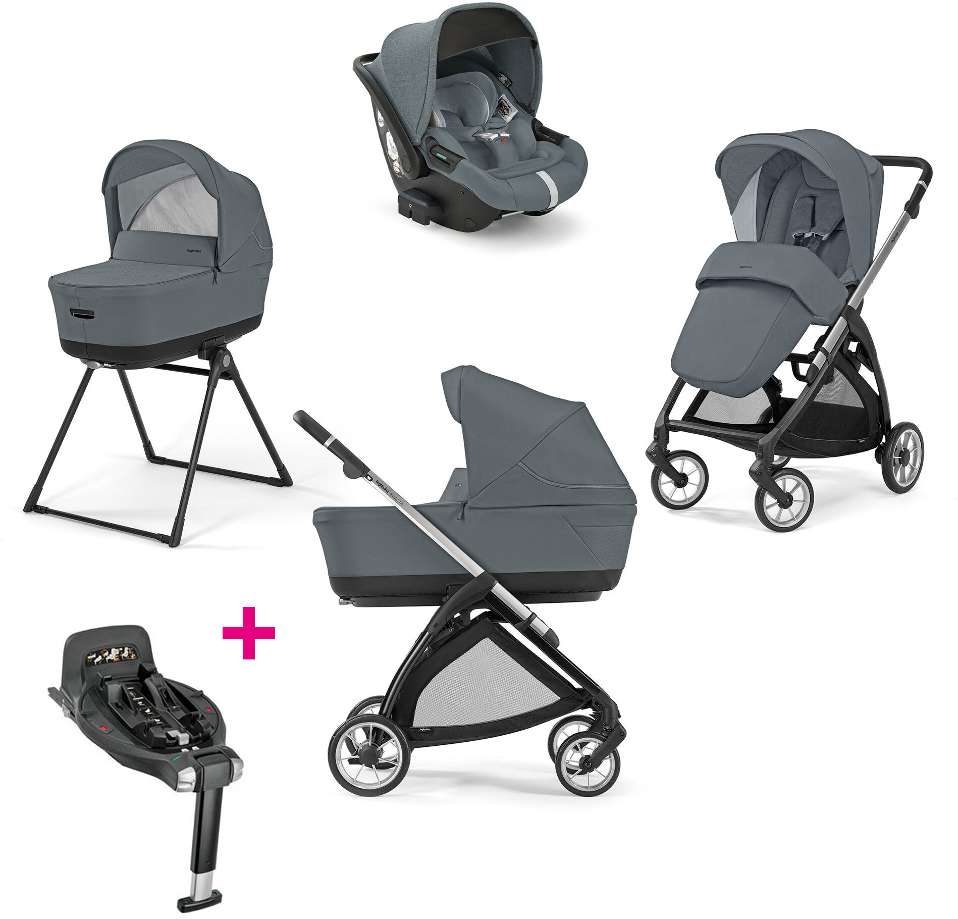 inglesina trio electa darwin recline union grey + base 360° [offerta] (trio0726-1)