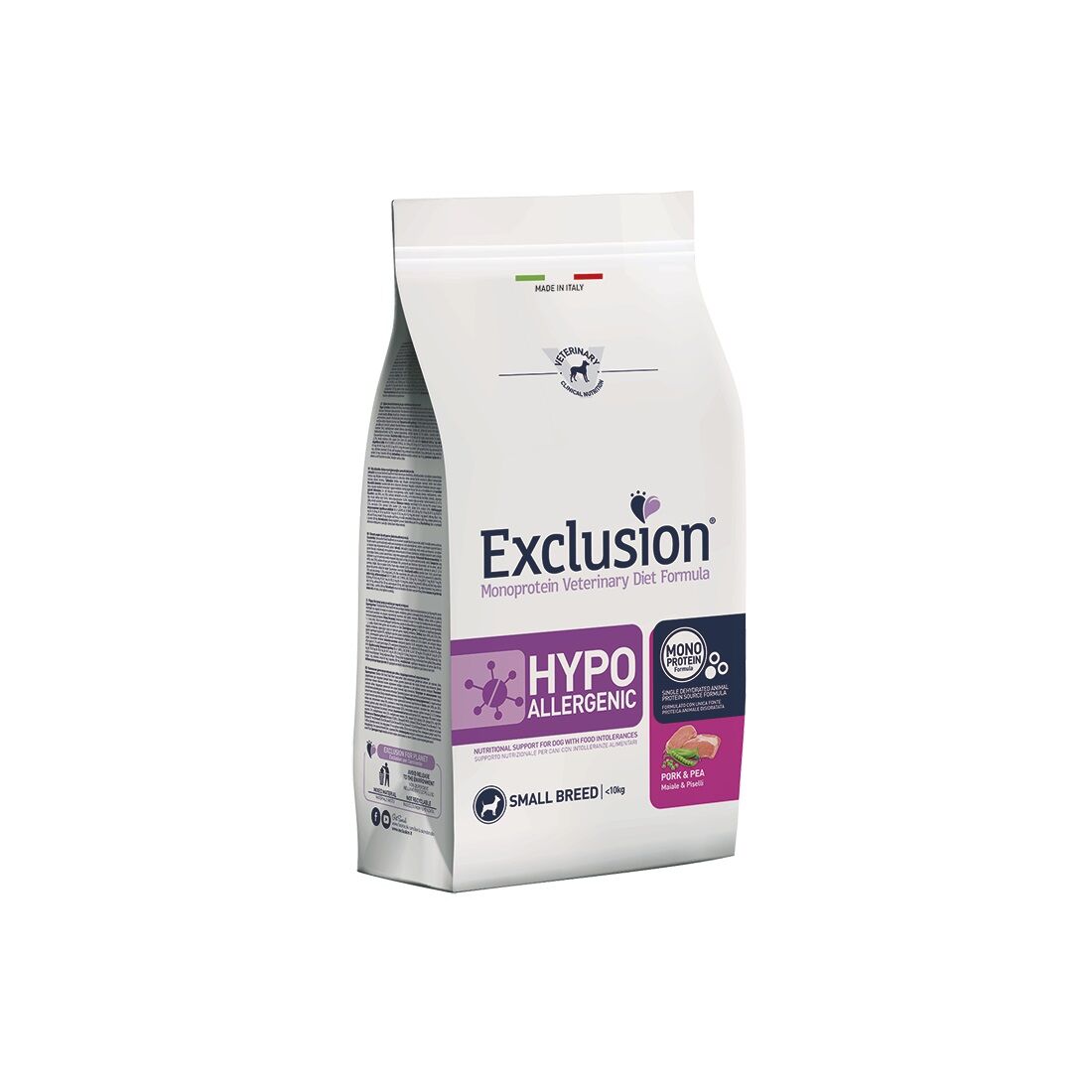 EXCLUSION DIET SMALL HYPOALLERGENIC MAIALE & PISELLI 800 GR.