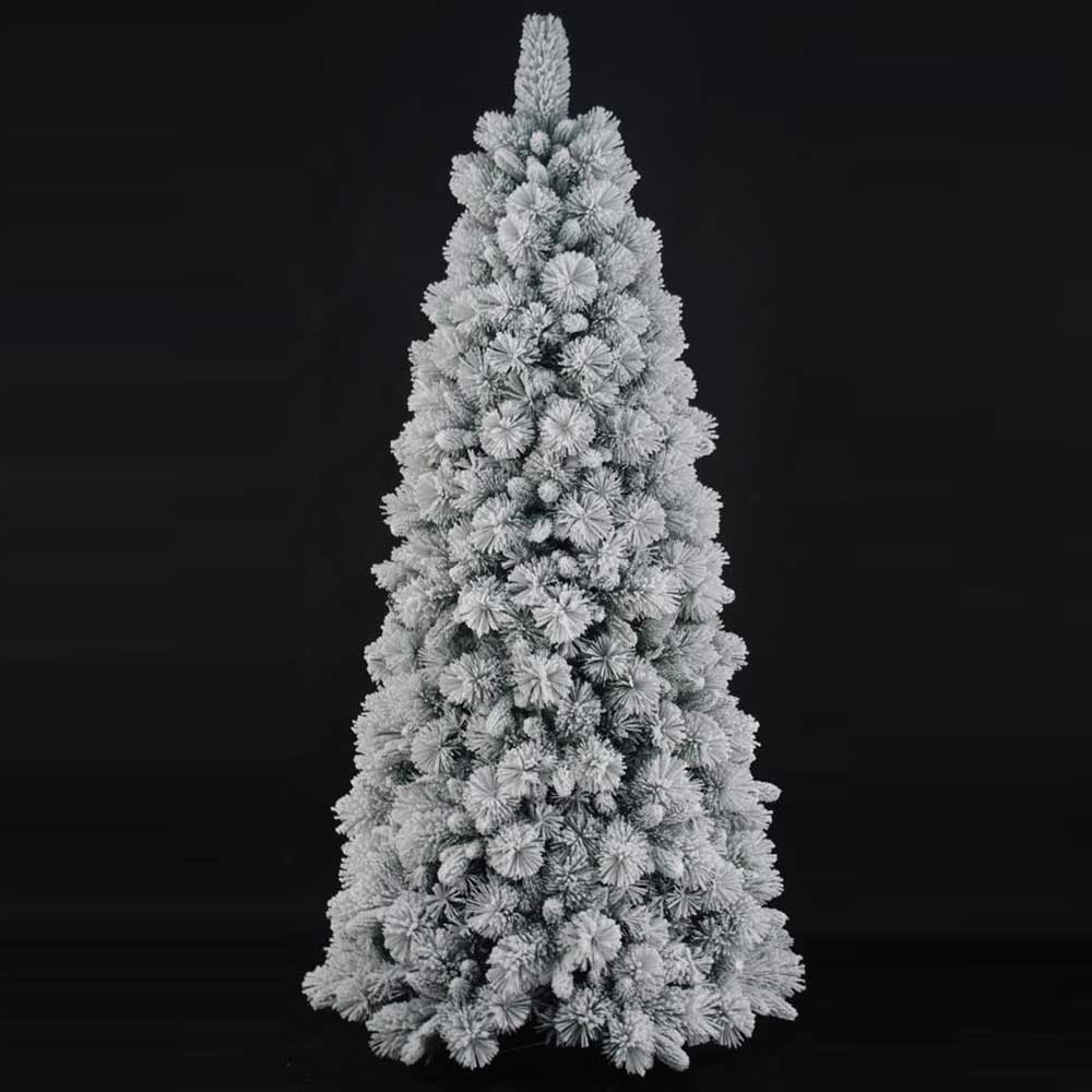 Fabay Albero Di Natale Slim Artificiale Innevato Altezza 210 Cm Stile Valentino 1180 Rami Folti Ignifugo Base Metallica Realistico Atossico