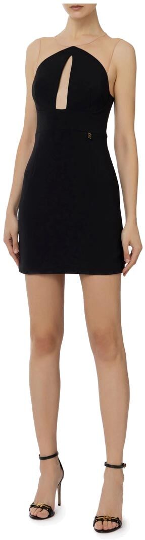 ELISABETTA FRANCHI MINIABITO IN CREPE STRETCH CON SCOLLO A GOCCIA donna nero AB51441E2 40