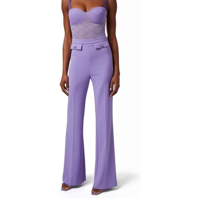 ELISABETTA FRANCHI PANTALONE A PALAZZO IN CREPE STRETCH CON PATTE donna iris PA02941E2 46 ELISABETTA FRANCHI PANTALONE A PALAZZO IN CREPE STRETCH CON PATTE donna iris PA02941E2 46