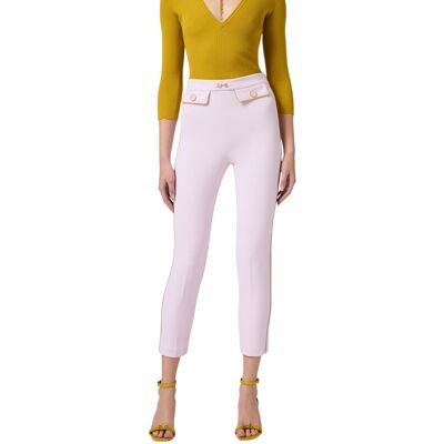 ELISABETTA FRANCHI PANTALONE IN CREPE CON PIPING E MORSETTO GIOIELLO donna quarzo PAT7151E2 42 ELISABETTA FRANCHI PANTALONE IN CREPE CON PIPING E MORSETTO GIOIELLO donna quarzo PAT7151E2 42
