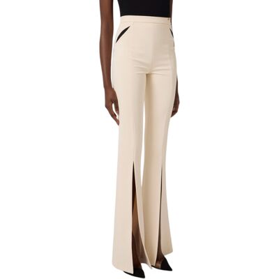 ELISABETTA FRANCHI PANTALONE IN CREPE LEGGERO CON CUT OUT E SPACCHI donna burro PA15961E2 44 ELISABETTA FRANCHI PANTALONE IN CREPE LEGGERO CON CUT OUT E SPACCHI donna burro PA15961E2 44