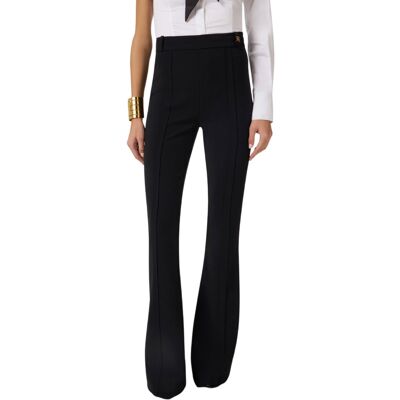 ELISABETTA FRANCHI PANTALONE IN DOPPIO CREPE STRETCH CON LOGO CHARM donna avorio PA16961E2 48 ELISABETTA FRANCHI PANTALONE IN DOPPIO CREPE STRETCH CON LOGO CHARM donna avorio PA16961E2 48