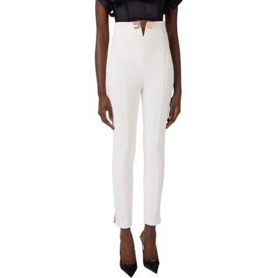ELISABETTA FRANCHI PANTALONE IN DOPPIO CREPE STRETCH CON DETTAGLI LOGO donna avorio PA16361E2 44 ELISABETTA FRANCHI PANTALONE IN DOPPIO CREPE STRETCH CON DETTAGLI LOGO donna avorio PA16361E2 44