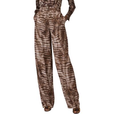 ELISABETTA FRANCHI PANTALONE IN JERSEY LEGGERO CON STAMPA ALLIGATORE donna cacao PA16261E2 42 ELISABETTA FRANCHI PANTALONE IN JERSEY LEGGERO CON STAMPA ALLIGATORE donna cacao PA16261E2 42