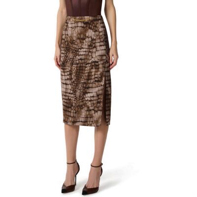 ELISABETTA FRANCHI GONNA IN JERSEY LEGGERO CON STAMPA ALLIGATORE donna cacao GO14961E2 42 ELISABETTA FRANCHI GONNA IN JERSEY LEGGERO CON STAMPA ALLIGATORE donna cacao GO14961E2 42