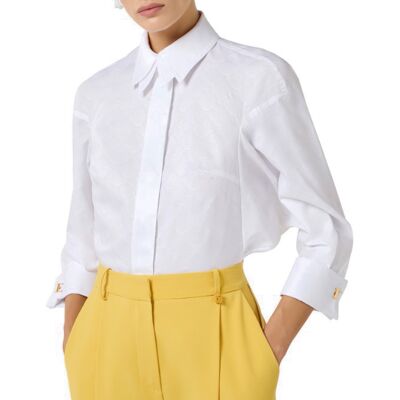 ELISABETTA FRANCHI CAMICIA IN COTONE JACQUARD CON GEMELLI donna bianco CA14161E2 40 ELISABETTA FRANCHI CAMICIA IN COTONE JACQUARD CON GEMELLI donna bianco CA14161E2 40