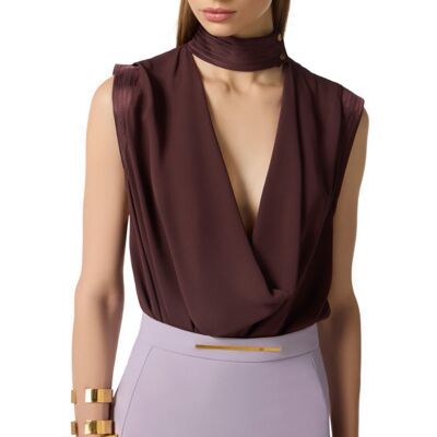 ELISABETTA FRANCHI TOP IN GEORGETTE DI VISCOSA donna avorio CA13461E2 46 ELISABETTA FRANCHI TOP IN GEORGETTE DI VISCOSA donna avorio CA13461E2 46