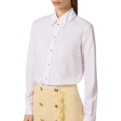 ELISABETTA FRANCHI CAMICIA IN COTONE CON DOPPIO COLLETTO E RICAMO donna bianco CA12561E2 44 ELISABETTA FRANCHI CAMICIA IN COTONE CON DOPPIO COLLETTO E RICAMO donna bianco CA12561E2 44