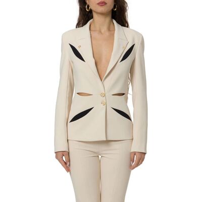 ELISABETTA FRANCHI TOP IN CREPE LEGGERO CON CUT OUT BICOLORE donna lilla TO04761E2 46 ELISABETTA FRANCHI TOP IN CREPE LEGGERO CON CUT OUT BICOLORE donna lilla TO04761E2 46