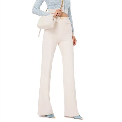 ELISABETTA FRANCHI PANTALONE IN DOPPIO CREPE STRETCH DALLA VESTIBILITA A PALAZZO donna burro PA04931E2 48 ELISABETTA FRANCHI PANTALONE IN DOPPIO CREPE STRETCH DALLA VESTIBILITA A PALAZZO donna burro PA04931E2 48