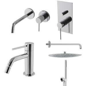 Treemme Up+ Miscelatore Lavabo a muro, bidet, incasso doccia, soffione e doccetta