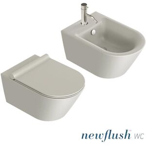 Sanitari Sospesi Catalano new Zero 55 vaso New flush, bidet e coprivaso rallentato cemento satinato