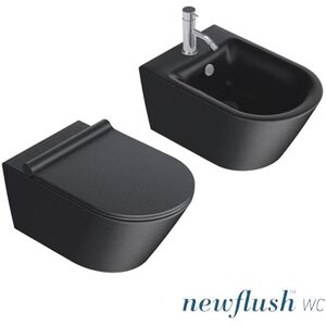 Sanitari Sospesi Catalano new Zero 55 vaso New flush, bidet e coprivaso rallentato nero satinato