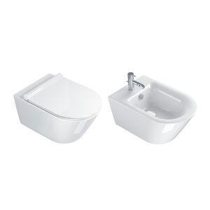 Sanitari Sospesi Catalano new Zero 55 vaso New flush, bidet e coprivaso rallentato bianco SATINATO