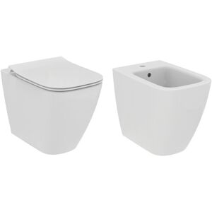 Sanitari filo muro Ideal Standard i.Life B vaso traslato RimLS+, bidet e coprivaso rallentato