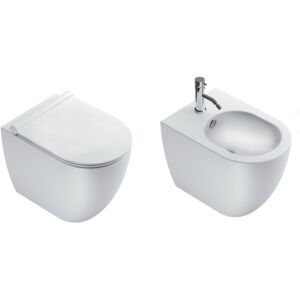 Sanitari Filo muro Catalano Sfera 54 Bianco Satinato vaso New flush, bidet e coprivaso rallentato