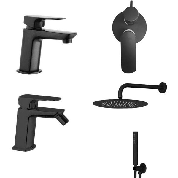 no brand set rubinetteria nero opaco miscelatore lavabo, bidet, doccia incasso paini nove, soffione, braccio e doccetta