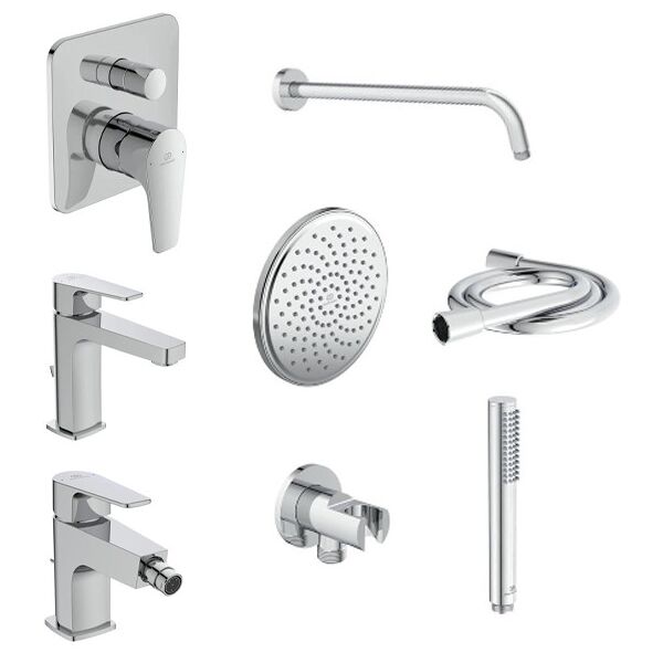 ideal standard cerafine d kit rubinetteria completo lavabo, bidet, doccia