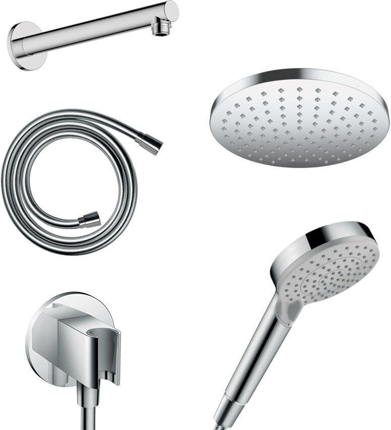 hansgrohe kit soffione diam. 20.5 cm, braccio cm 24, doccino, supporto e flessibile