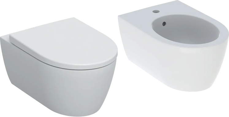 li Sanitari Sospesi Geberit Icon BIANCO OPACO vaso Rimfree bidet e coprivaso rallentato