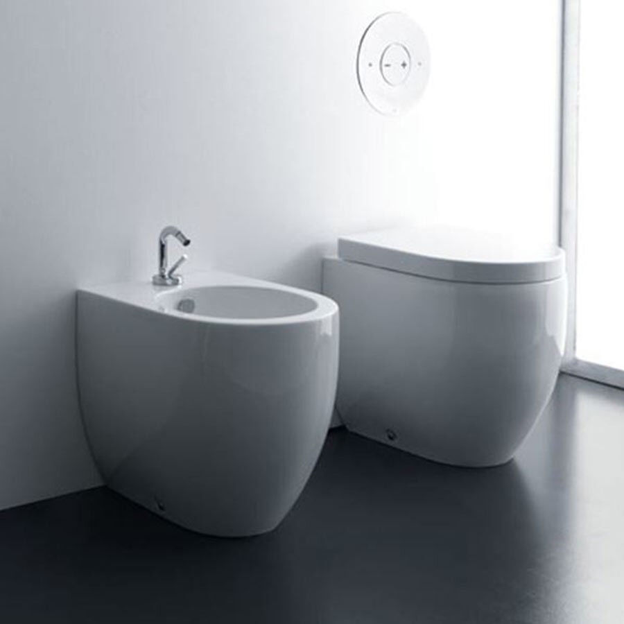 Sanitari filo muro Kerasan Flo 56 vaso bidet coprivaso avvolgente