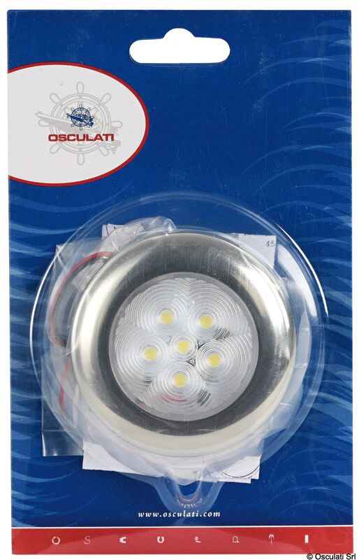 OSCULATI Luce di cortesia rotonda ghiera inox 6 LED blu